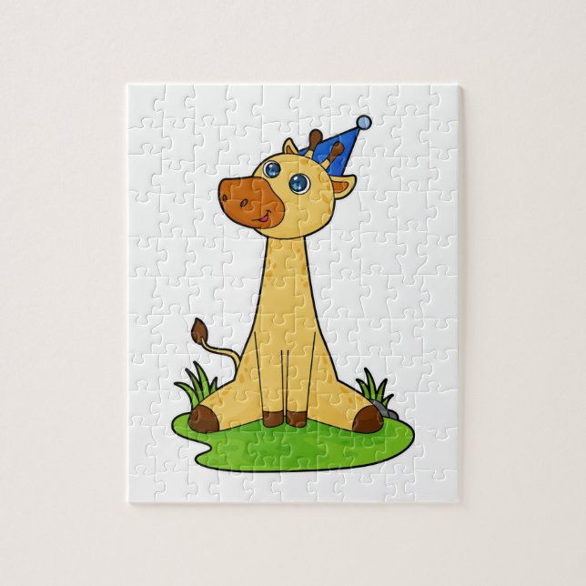 Giraffe med Party hat Pussel (Vertikal)