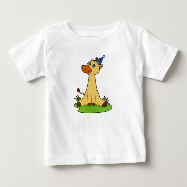 Giraffe med Party hat T Shirt (Framsida)