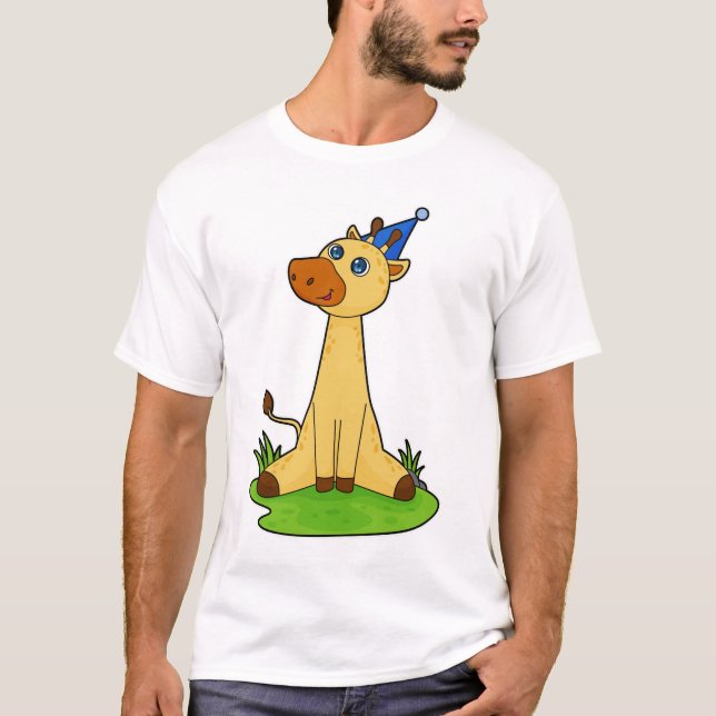 Giraffe med Party hat T Shirt (Framsida)