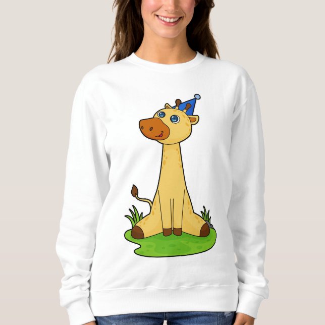 Giraffe med Party hat T Shirt (Framsida)