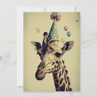 Giraffe med Party-platta hälsningskort Tack Kort