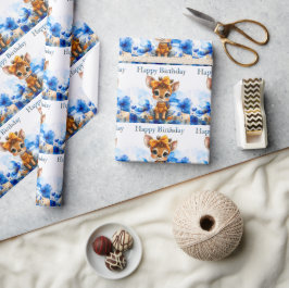Giraffe med prickig fluga Gott födelsedagsfirande Presentpapper