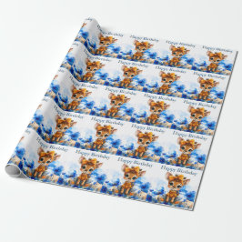 Giraffe med prickig fluga Gott födelsedagsfirande Presentpapper