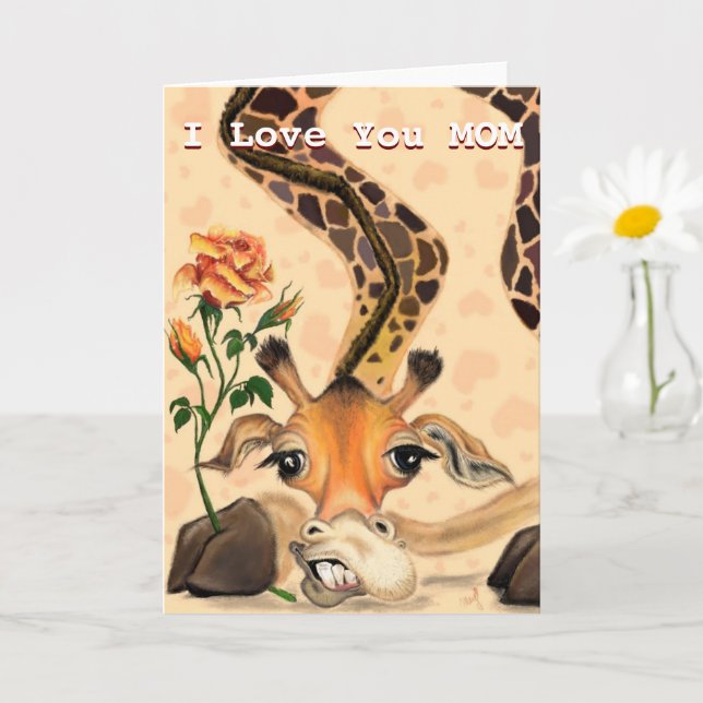 Giraffe med Ro Funny Mors dag Card Kort (Liten växt)