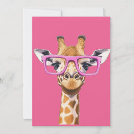 Giraffe med Rosa Glass Inbjudningar
