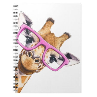 Giraffe med Rosa Glass Spiral fotopatbook Anteckningsbok