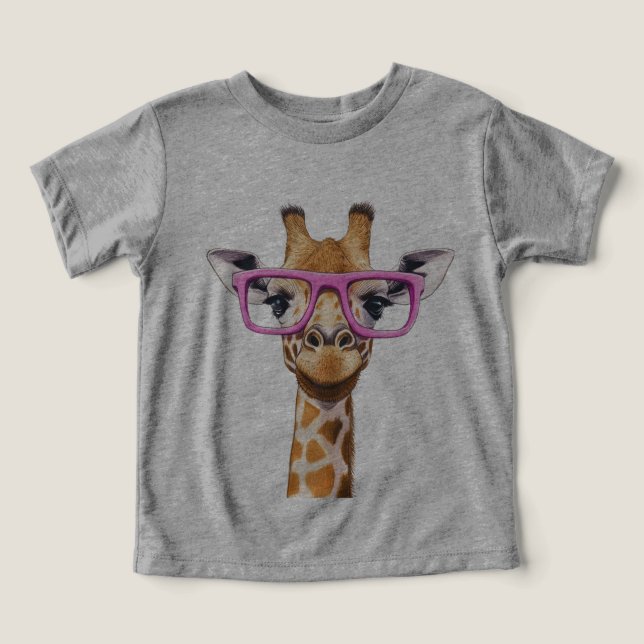 Giraffe med Rosa Glass T Shirt (Design Framsida)