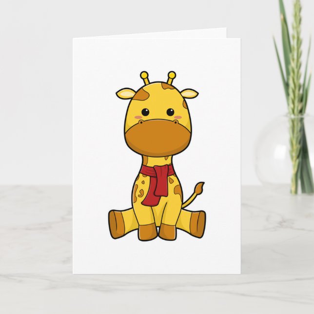 Giraffe med Scarf Kort (Framsida)