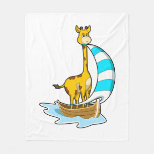 Giraffe med segelbåt fleecefilt