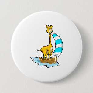 Giraffe med segelbåt knapp
