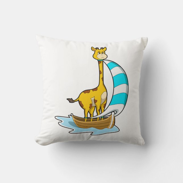 Giraffe med segelbåt kudde (Framsida)
