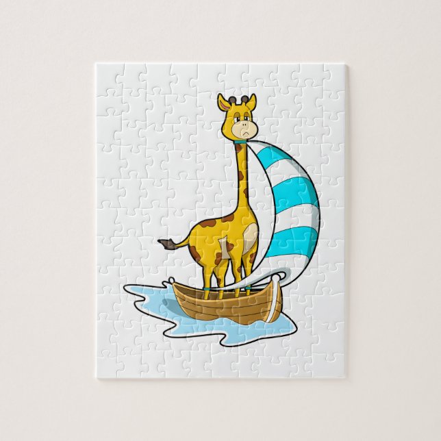 Giraffe med segelbåt pussel (Vertikal)