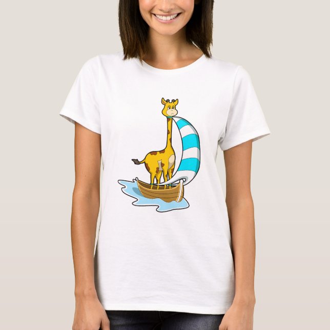 Giraffe med segelbåt t shirt (Framsida)