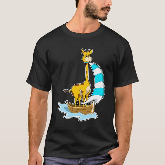 Giraffe med segelbåt t shirt (Framsida)