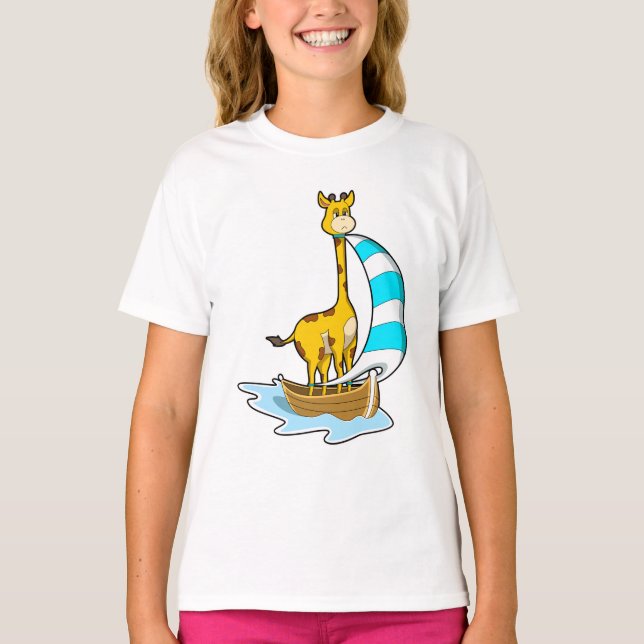 Giraffe med segelbåt t shirt (Framsida)