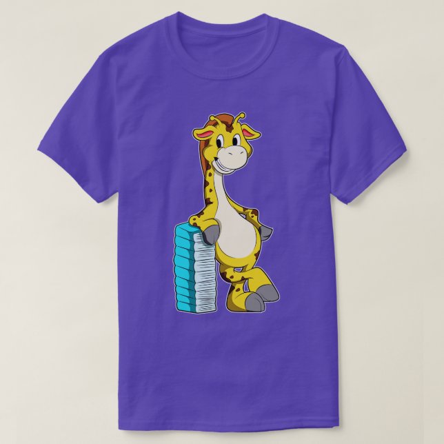 Giraffe med Stack of Bokar T Shirt (Design framsida)