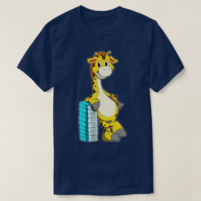 Giraffe med Stack of Bokar T Shirt (Design framsida)