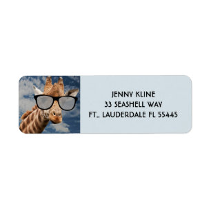 GIRAFFE MED SUNGLASSER-Returetiketter Returadress Etikett
