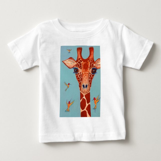 Giraffe med tamfåglar t shirt (Framsida)