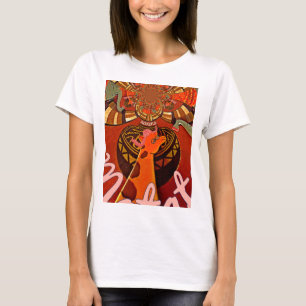 Giraffe med två ponyrestkonst t-shirt