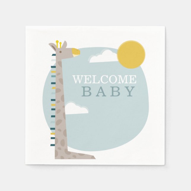 Giraffe Modern Baby Shower Napkins Pappersservett (Framsidan)