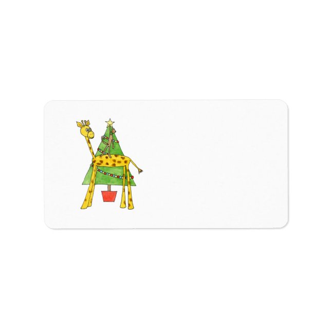Giraffe, Monkey och Julgran.. Adressetikett (Framsidan)