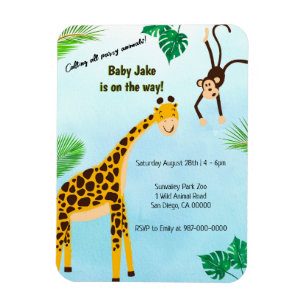 Giraffe & Monkey Safari eller Zoo Party Animal Inb Magnet