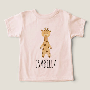 Giraffe monogram, söt modern rosa t shirt