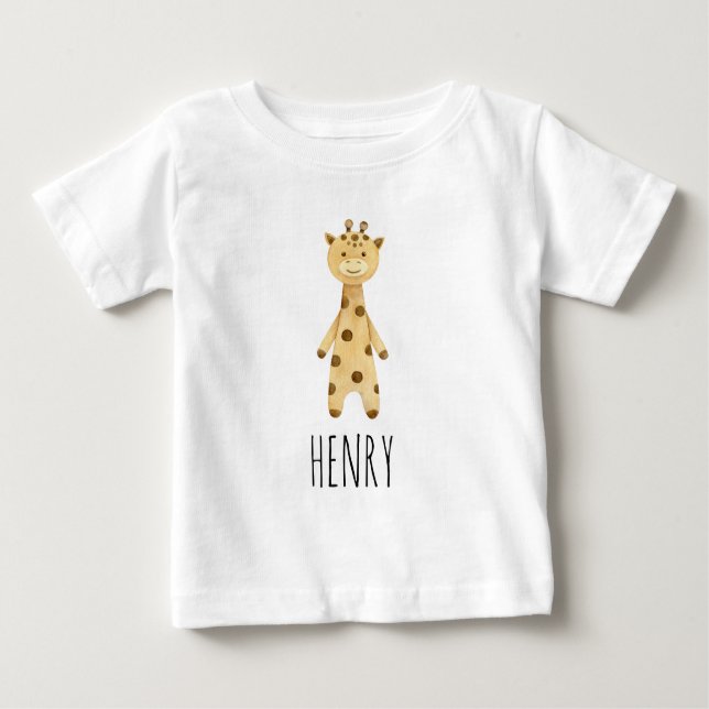 Giraffe monogram, söt modern t shirt (Framsida)