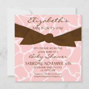 Giraffe Mönster Baby Shower Inbjudan med brunstrå