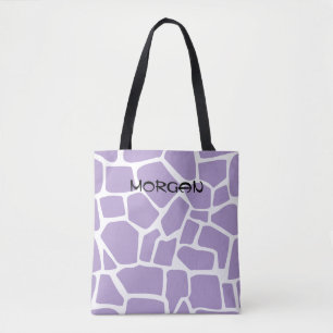 Giraffe Mönster Tote Bag - Lila och vitdesign Tygkasse