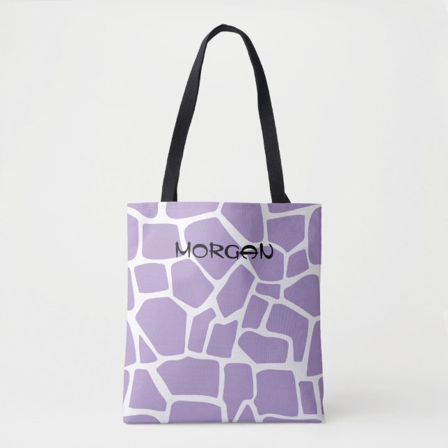 Giraffe Mönster Tote Bag - Lila och vitdesign Tygkasse (Framsida)