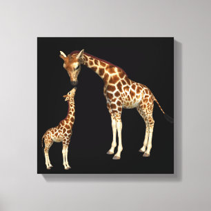 Giraffe Mor och Baby Giraffe Canvastryck