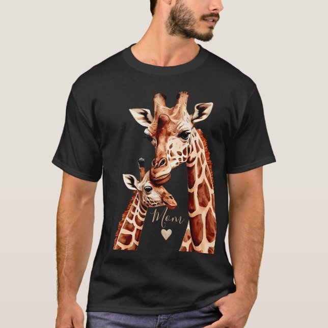 Giraffe Mors dag, Lycklig Mors dag T Shirt (Framsida)