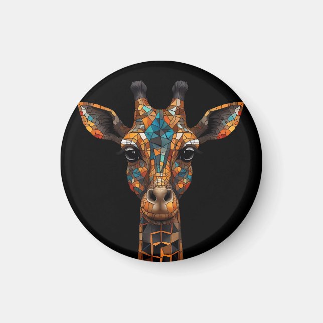 Giraffe Mosaic Porträtt Acrylic Keychain Magnet (Framsidan)