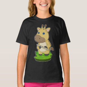 Giraffe Musician Flute Music T Shirt