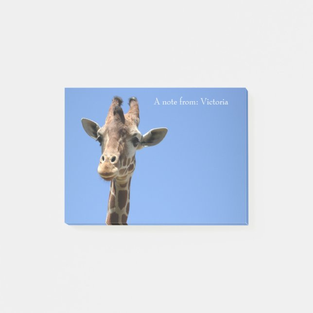 Giraffe Namn Blue Cute Post-it Block (Framsida)