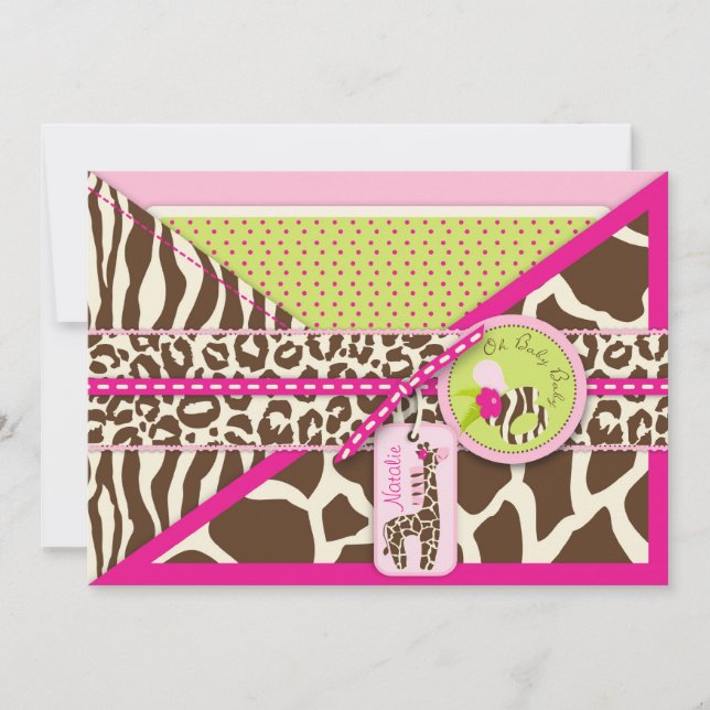 Giraffe & Nappar Safari Animal Print Baby Shower Inbjudningar (Framsida)