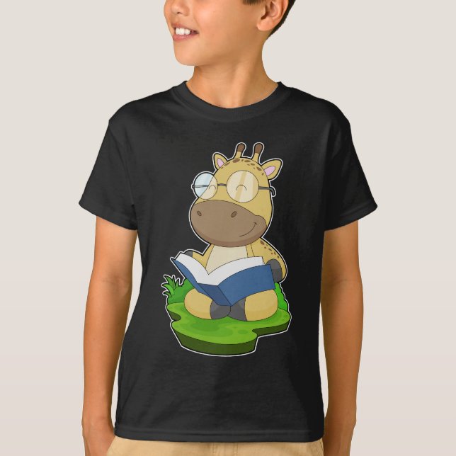 Giraffe Nerd Bok T Shirt (Framsida)