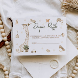 Giraffe Nursery Boho Baby Shower Diaper Raffle Tilläggskort