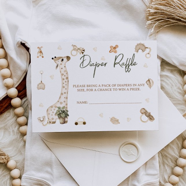 Giraffe Nursery Boho Baby Shower Diaper Raffle Tilläggskort (Skapare uppladdad)