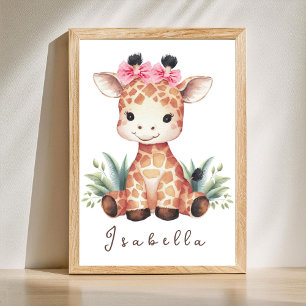 Giraffe Nursery Poster - Safari Wall Art for Girls