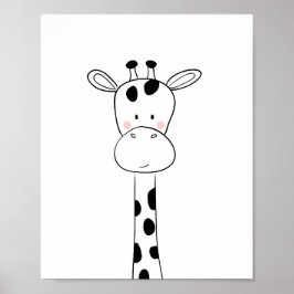 Giraffe Nursery Print Black and white modern zoo Poster