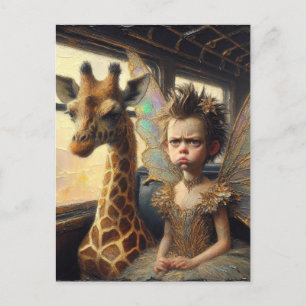 Giraffe och Annoyed Fairy Vykort