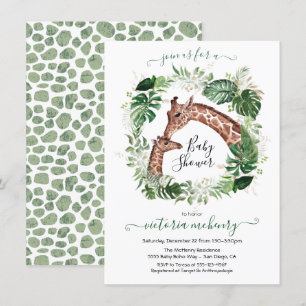 Giraffe och Baby Jungle Baby Shower Inbjudningar