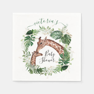Giraffe och Baby Jungle Baby Shower pappra tallrik Pappersservett