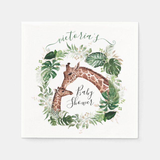 Giraffe och Baby Jungle Baby Shower pappra tallrik Pappersservett (Framsidan)