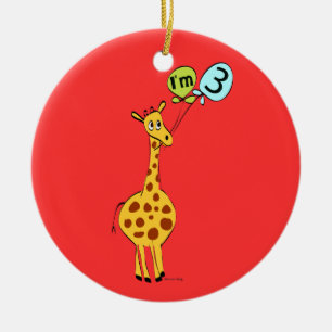 Giraffe och ballonger julgransprydnad keramik