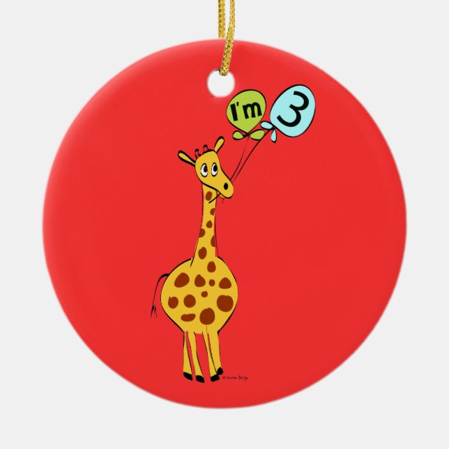 Giraffe och ballonger julgransprydnad keramik (Framsidan)