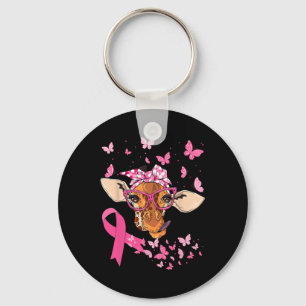 Giraffe och Bandana Rosa Ribbon Breast Cancer Awar Nyckelring